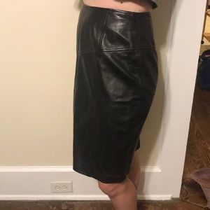 Vintage black leather skirt